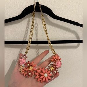 Pink Floral Chunky Necklace